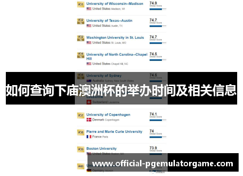 如何查询下庙澳洲杯的举办时间及相关信息 如何查询下庙澳洲杯的举办时间及相关信息