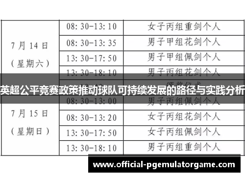英超公平竞赛政策推动球队可持续发展的路径与实践分析