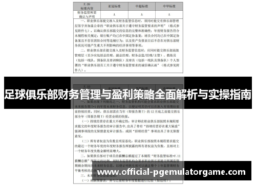 足球俱乐部财务管理与盈利策略全面解析与实操指南 足球俱乐部财务管理与盈利策略全面解析与实操指南